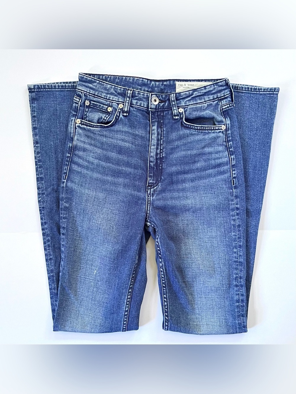 Women’s rag & bone Casey High Rise Flare Jeans in Denim Blue Malibu Wash (26) - Picture 3 of 16